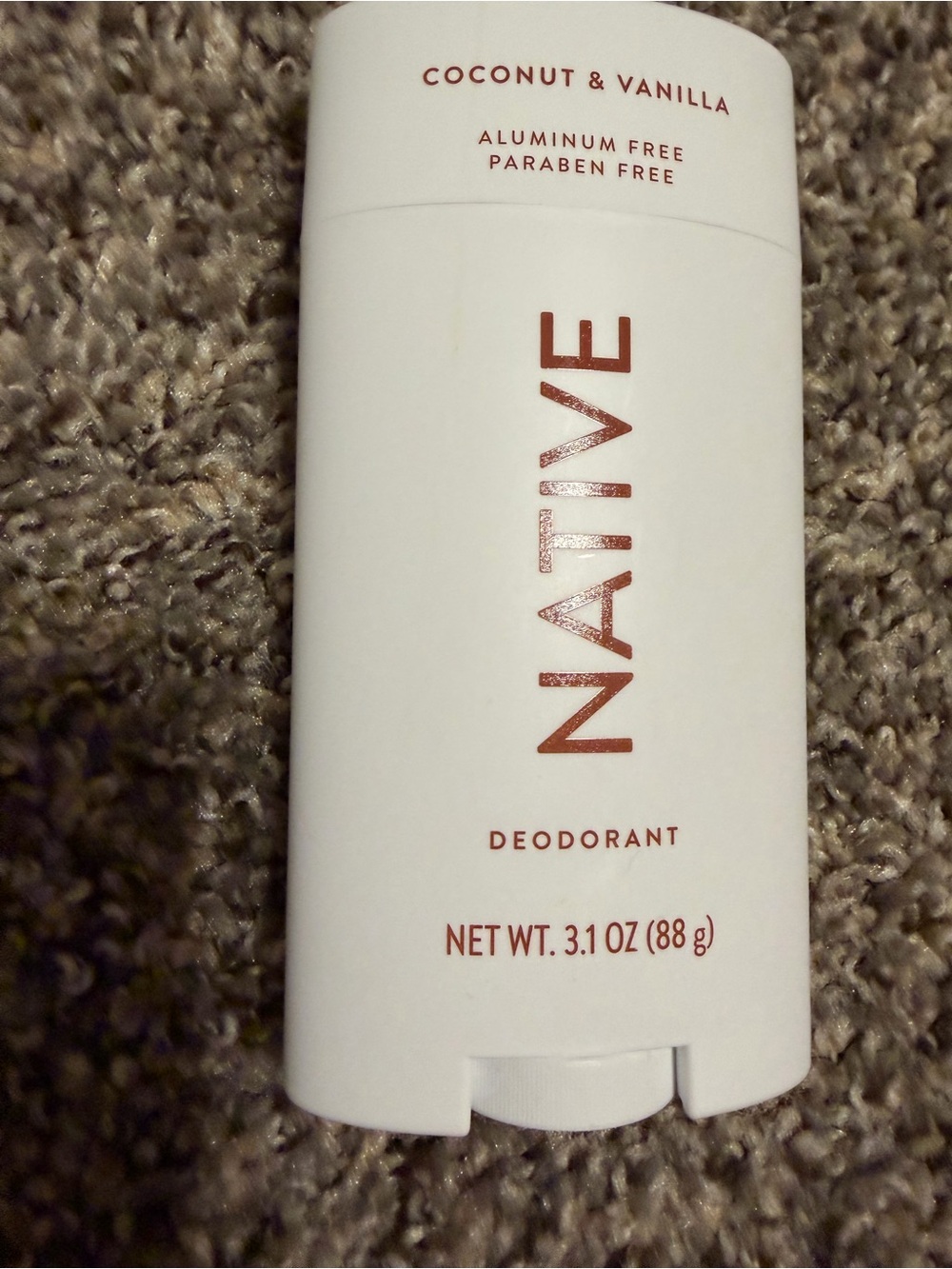Native Coconut & Vanilla Deodorant Stick — White with Copper Text